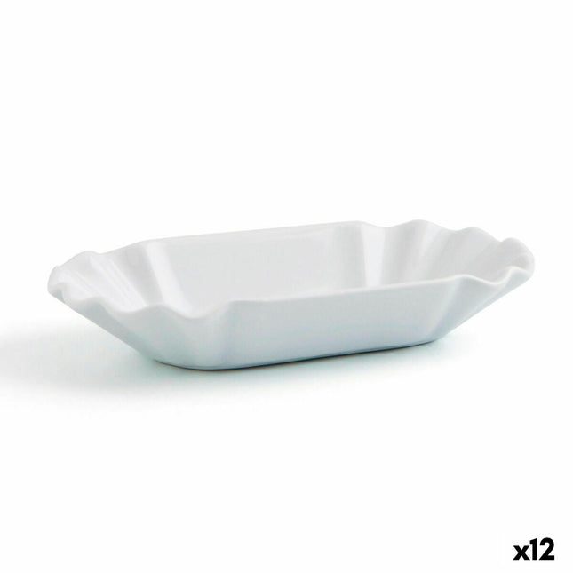 Tablett für Snacks Quid Gastro Fun aus Keramik Weiß (20,5 x 11 x 3,5 cm) (Pack 12x)