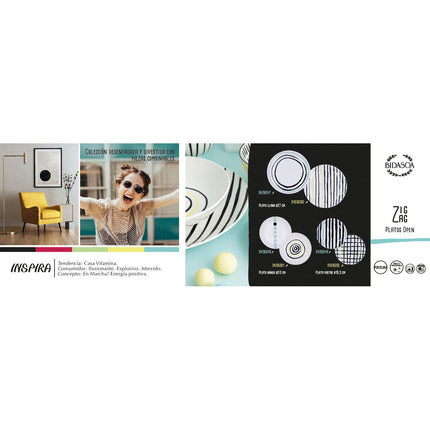 Dessertteller Bidasoa Zigzag Bunt aus Keramik 19 cm