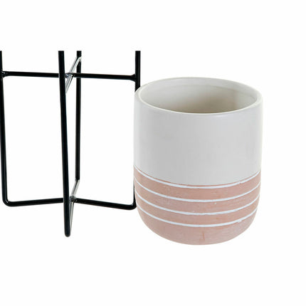 Blumentopf DKD Home Decor 8424001831067 11 x 11 x 23,2 cm aus Keramik Schwarz Metall Braun Weiß Boho