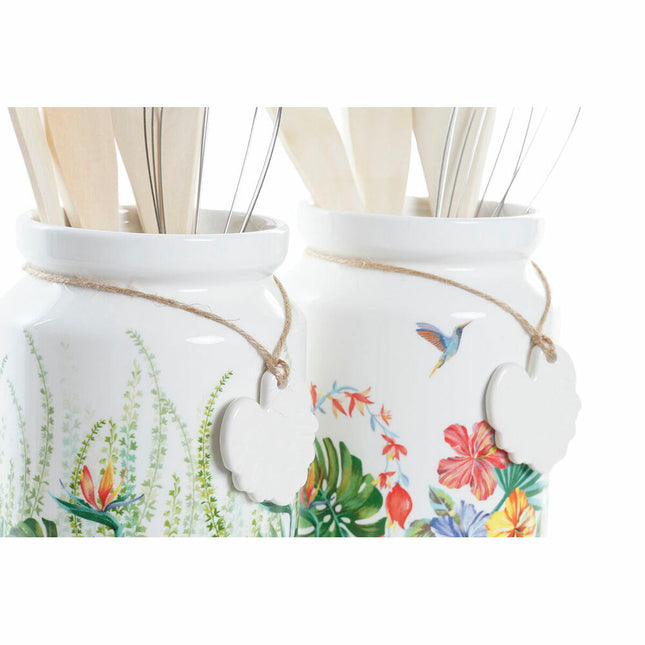 Küchenutensilien-Set DKD Home Decor Tropical Dolomite Holz MDF 12 x 12 x 25 cm (2 Stück) (5 Stück)