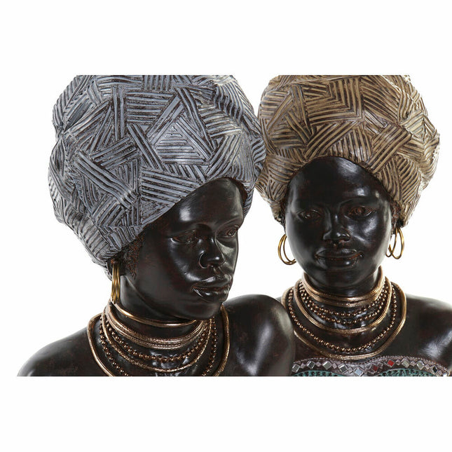 Deko-Figur DKD Home Decor 24 x 18 x 36 cm Silberfarben Gold Kolonial Afrikanerin (2 Stück)