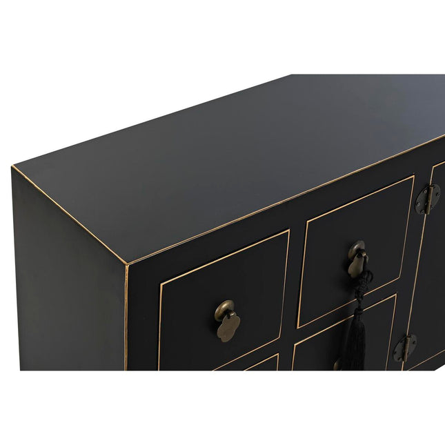 TV-Möbel DKD Home Decor Schwarz Orientalisch Tanne Gold Metall Weiß Holz MDF (130 x 26 x 51 cm)