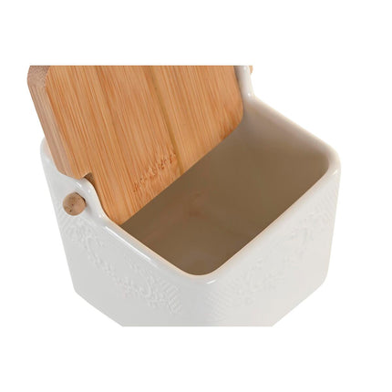 Zuckerdose DKD Home Decor 12 x 12 x 11,5 cm natürlich Porzellan Weiß