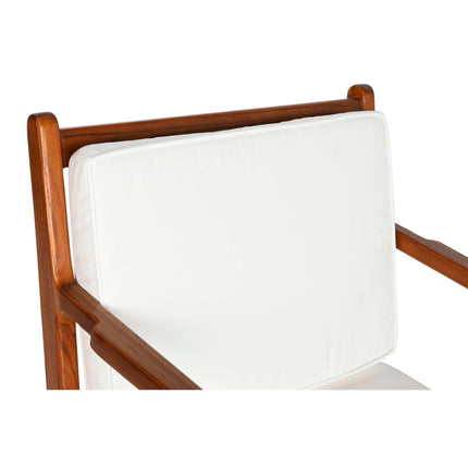Sitz DKD Home Decor Weiß Braun Dunkelbraun Polyester Teakholz 64 x 76 x 77 cm