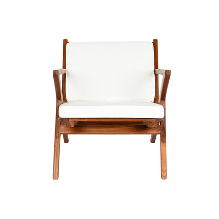 Sitz DKD Home Decor Weiß Braun Dunkelbraun Polyester Teakholz 64 x 76 x 77 cm